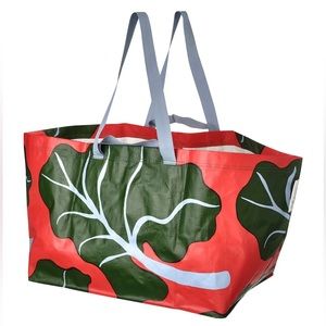 Marimekko for Ikea Large Green Red Leaf Bastua Bag Limited Edition